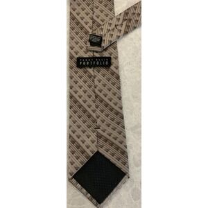 Tie Perry Ellis Portfolio 100% Pure Silk 4"X58" Tan With Toned Striping